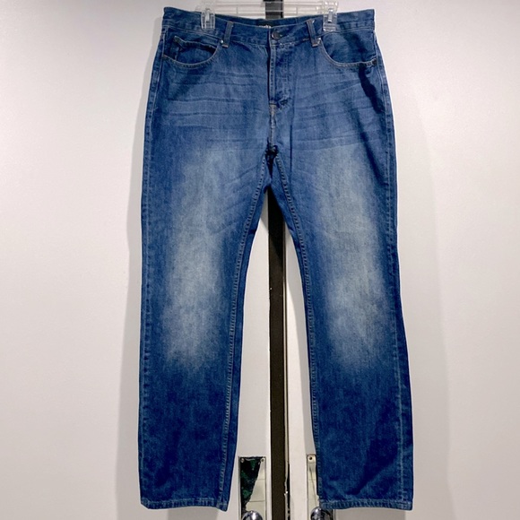 Firetrap Button Fly Men’s Straight Leg Denim Washed Blue Cotton Jeans 36 Long !! - Picture 3 of 10